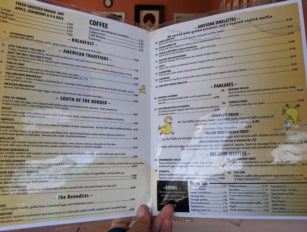 Yellow Bird Cafe menu 4