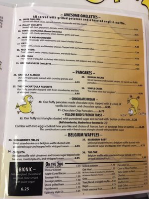 Yellow Bird Cafe menu 1